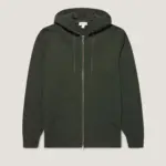 Loopback Zip Dark Green Hoodie